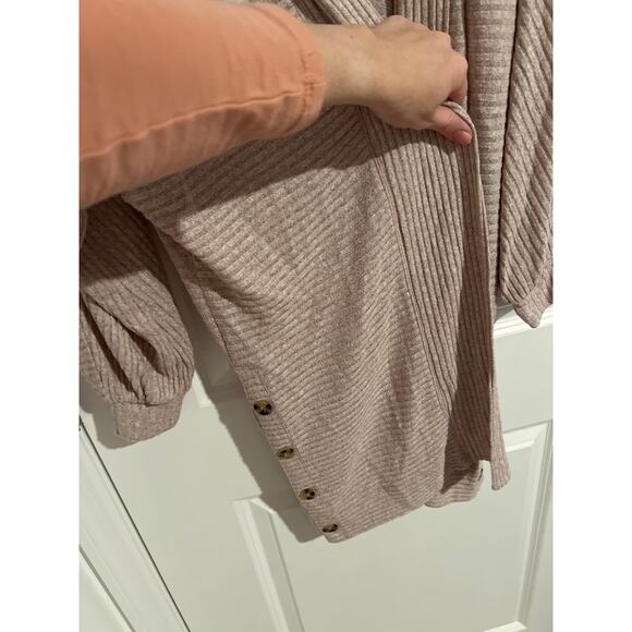 Saturday/Sunday by Anthropologie Ribbed Long Cardigan M Beige/Pink Undertone - Picture 3 of 7